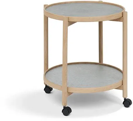 Thomsen Furniture James tray table - Oak/Stone look dark grey/Granite grey stone Ø50 cm