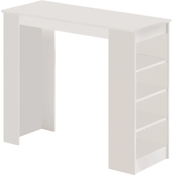 NORDVÄRK ST1 bar table, with 3 shelves - white melamine (120x51.6)
