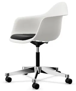 Vitra Eames Plastic PACC Office Chair with Upholstered Seat and Swivel Black/White