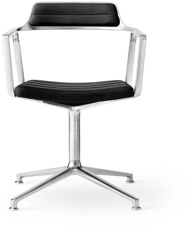 Vipp 452 Swivel Chair with Floor Gliders Aluminium/Black Leather