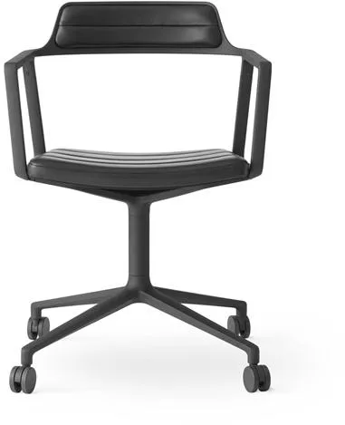 Vipp 452 Swivel Chair with Wheels Black Leather