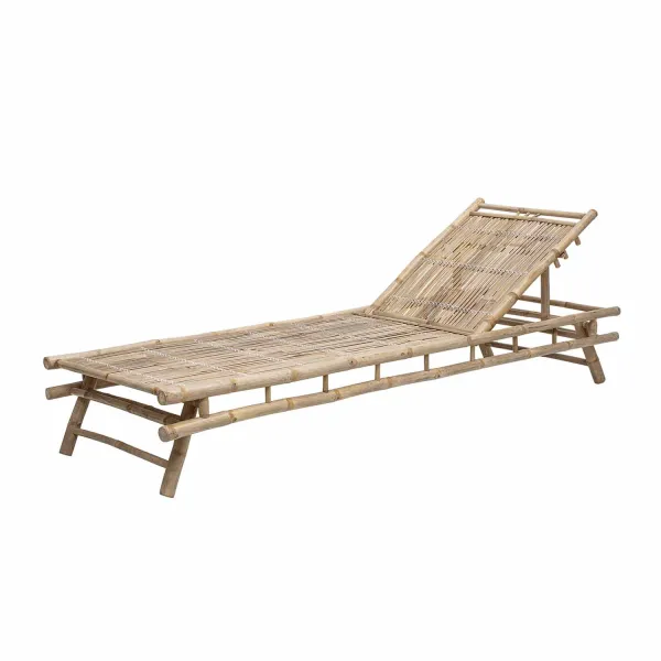 BLOOMINGVILLE Sole sun lounger, with adjustable backrest, foldable - natural bamboo (220x74)