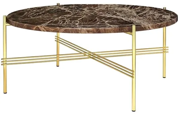 GUBI TS Coffee Table Round Ø80 Brass/Brown Emperador Marble